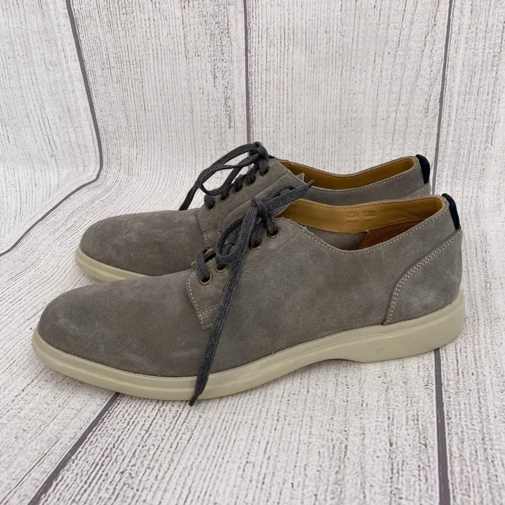 George Brown Bilt Fulton Derby Mens 10 Cement Grey Suede Lace Up Plain Toe Shoes